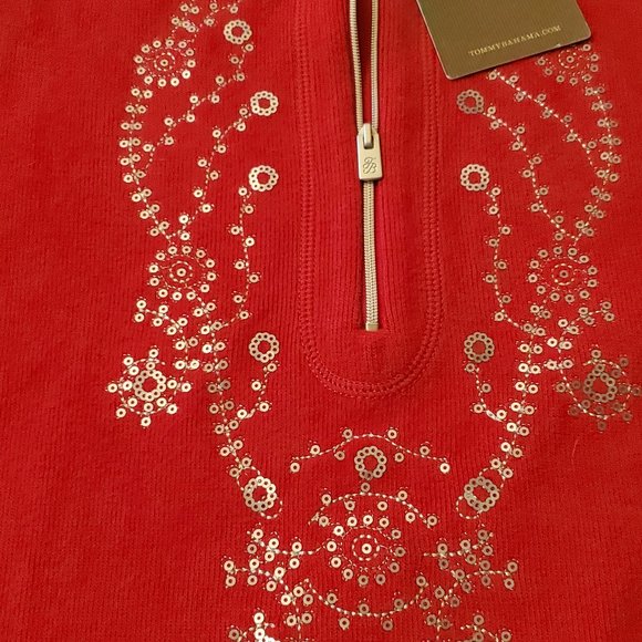 Nwt Tommy Bahama Red Sequin Sweater - Picture 3 of 5
